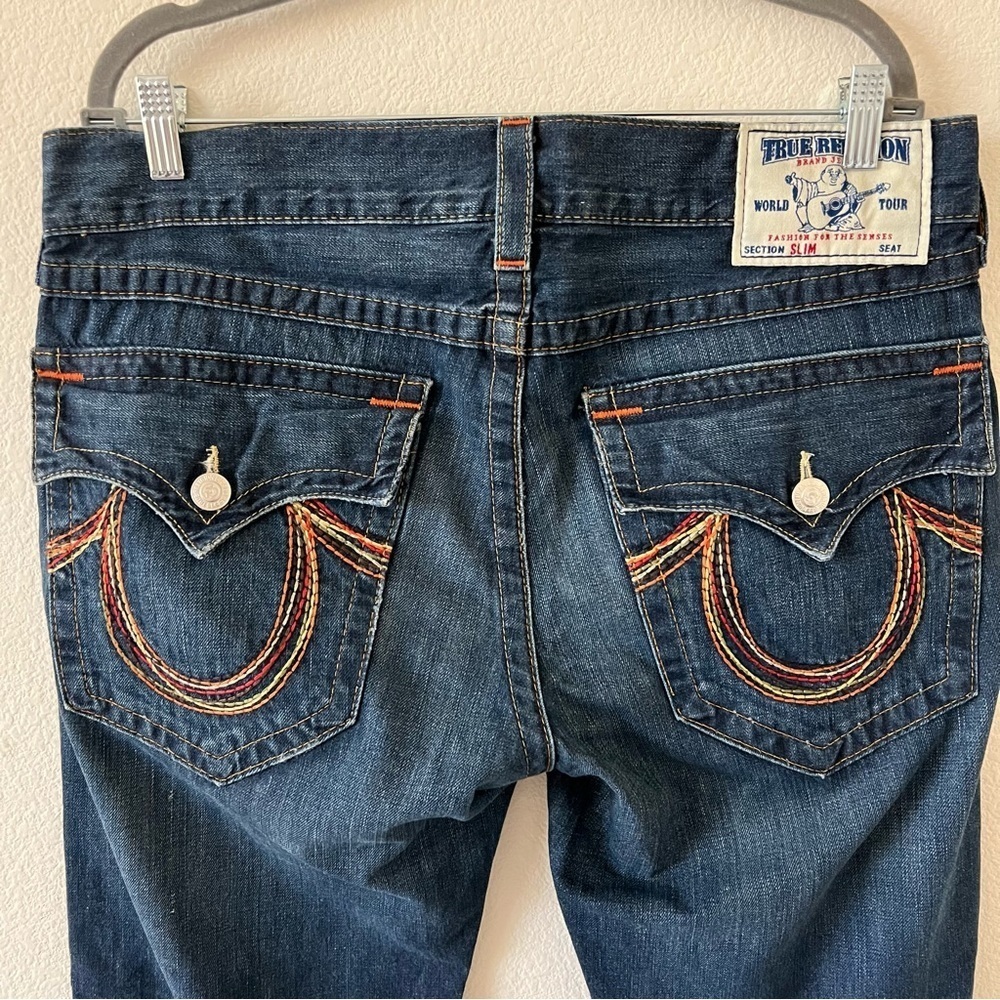 Vintage True Religion Rainbow Rope Stitch Button Fly Made in USA Jeans SZ 34 - Picture 7 of 17